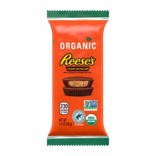 Reese's Organic Milk Chocolate Peanut Butter Cups Perspective: front