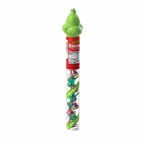 HERSHEY'S KISSES Grinch Milk Chocolate Christmas Candy Plastic Cane Perspective: front