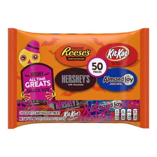 Hershey All Time Greats Chocolate Assortment Snack Size Candy Halloween Variety Bag Perspective: front
