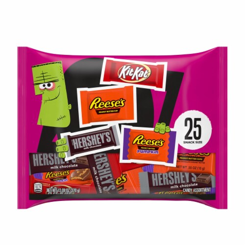 Hershey Milk Chocolate Assortment Snack Size Halloween Candy Variety Bag Perspective: front
