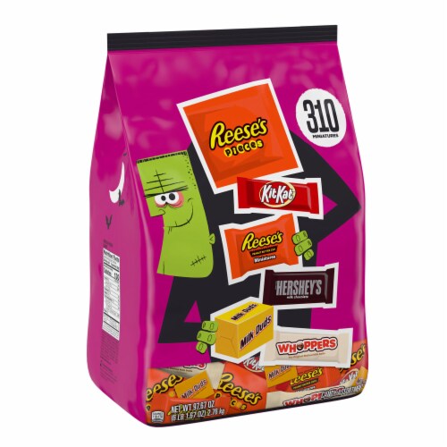 Hershey Assorted Flavored Miniatures Halloween Candy Bulk Variety Bag Perspective: front