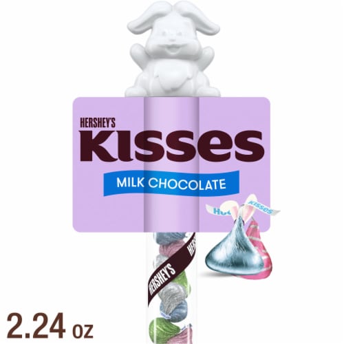 HERSHEY'S KISSES Milk Chocolate Easter Candy Plastic Cane Perspective: front