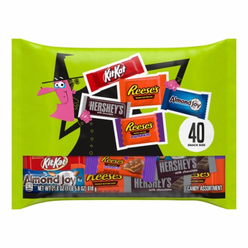 Hershey Assorted Chocolate Flavored Snack Size Halloween Candy Bag Perspective: front