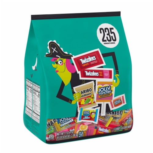HARIBO JOLLY RANCHER and TWIZZLERS Miniatures Assorted Fruit Flavored Halloween Candy Bulk Bag Perspective: front