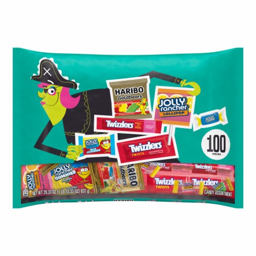 HARIBO JOLLY RANCHER and TWIZZLERS Assorted Fruit Flavors Miniatures Halloween Candy Bag Perspective: front