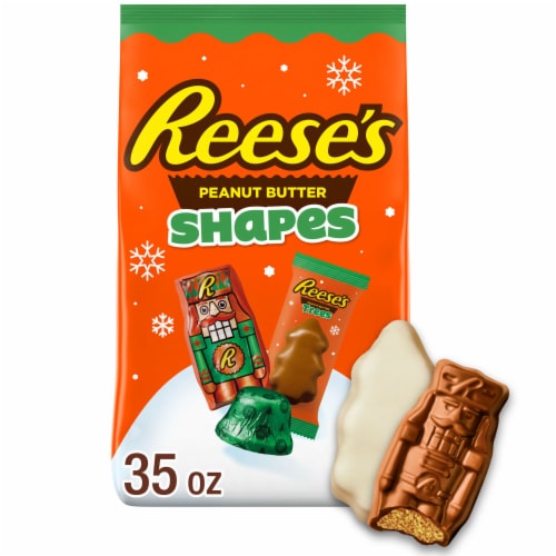 REESE'S Assorted Flavored Peanut Butter Shapes Christmas Candy Bag Perspective: front