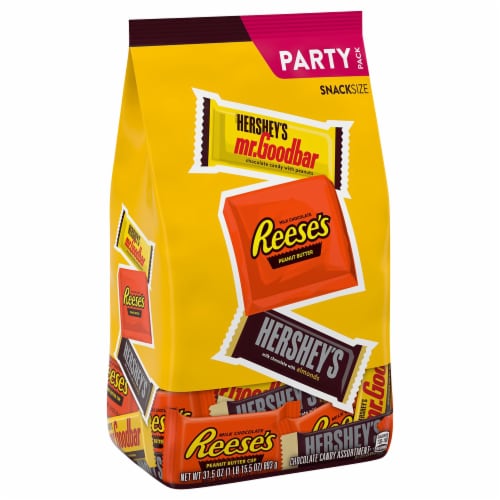 HERSHEY'S and REESE'S Assorted Chocolate Flavored Snack Size Halloween Candy Party Pack Perspective: front