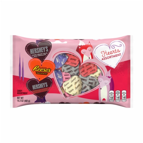 HERSHEY'S and REESE'S Chocolate Hearts Assortment Candy Valentine's Day Variety Bag Perspective: front