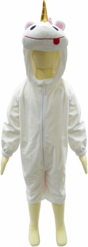 Sound and Light Animatronics Halloween Plush Onesie Unicorn Costume - White Perspective: front