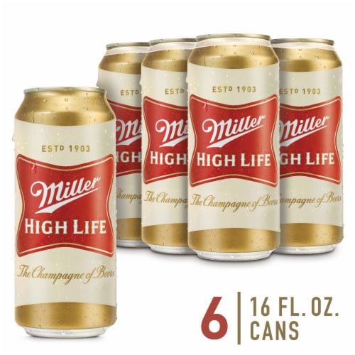 Miller High Life Beer American Lager Beer, 6 cans / 16 fl oz - Mariano’s