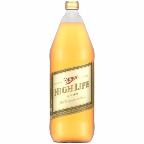 Miller High Life American Lager Beer Single Bottle Perspective: front