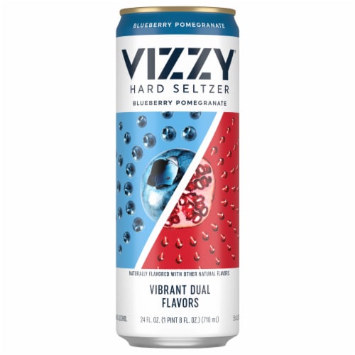 Vizzy Blueberry Pomegranate Hard Seltzer Single Can Perspective: front