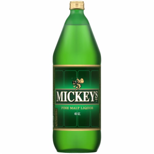 Mickeys Fine Malt Liquor Ale Beer Single Bottle Perspective: front