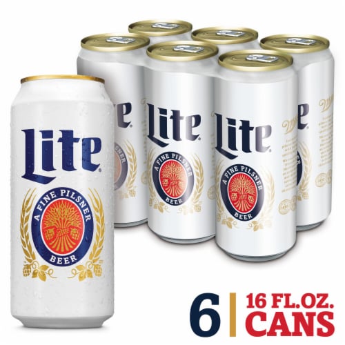 Miller Lite American Pilsner Light Lager Beer, 6 cans / 16 fl oz - Harris  Teeter