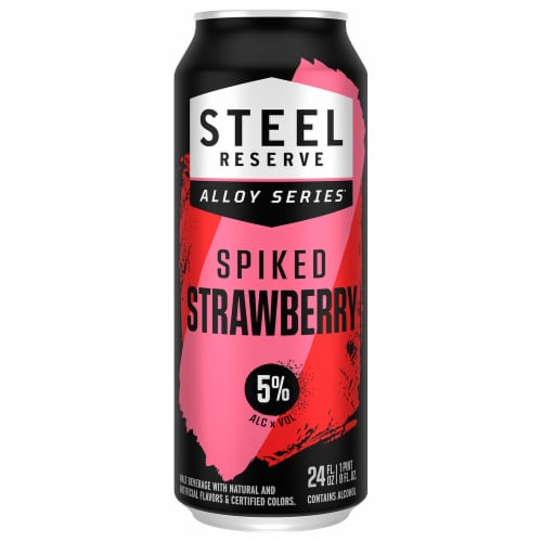 Steel Reserve Alloy Series Spiked Strawberry Malt Flavored Hard Beverage Single Can Perspective: front
