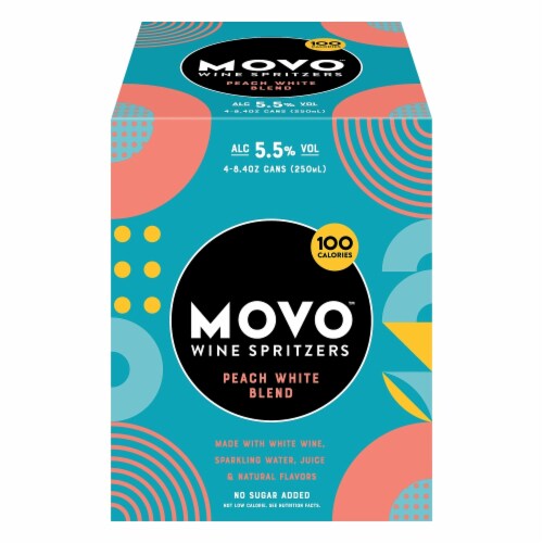 Movo Wine Spritzer Peach White Blend Wisconsin Wine Cans Perspective: front