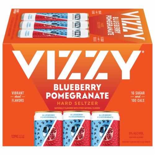 Vizzy Blueberry Pomegranate Hard Seltzer Perspective: front