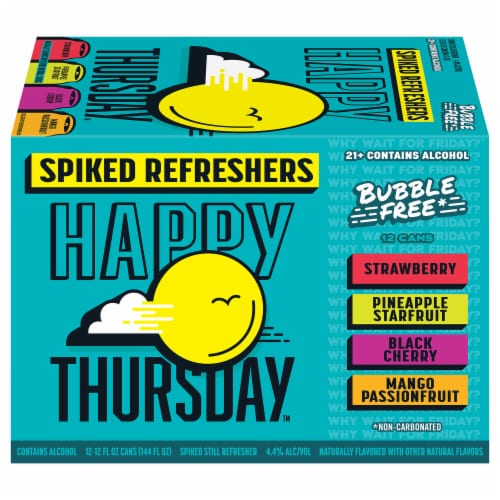 Happy Thursday Bubble Free Assorted Spiked Refreshers Perspective: front