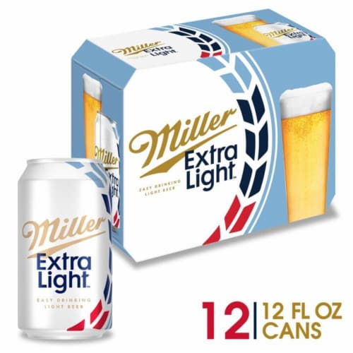 Miller64 Extra Light Lager Beer 12 Cans Perspective: front