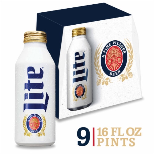 Miller Lite American Pilsner Light Lager Beer, 9 bottles / 16 fl oz ...