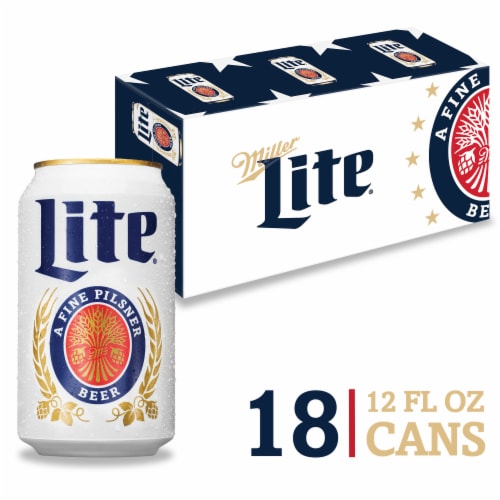 Miller Lite American Pilsner Light Lager Beer, 18 cans / 12 fl oz - Baker’s