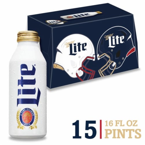 Miller Lite Football American Pilsner Light Lager Beer Perspective: front