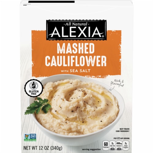 Alexia Mashed Cauliflower with Sea Salt Frozen Vegetables Perspective: front