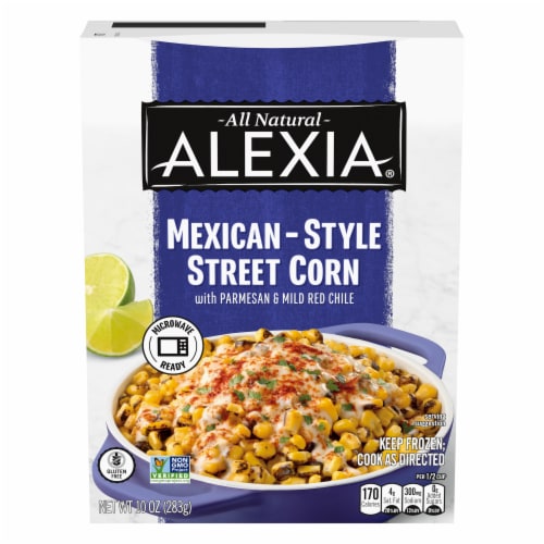Alexia Mexican-Style Street Corn With Parmesan And Mild Red Chile Frozen Corn Side Perspective: front