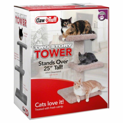 North American Pet Two-Story Cat Tower in Box Perspective: front