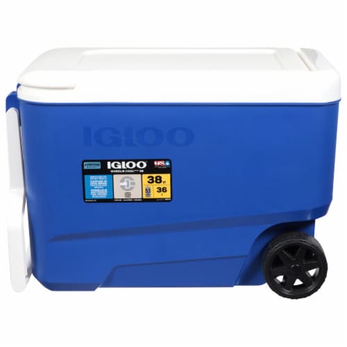 Igloo 38 QT Ice Chest Cooler with Wheels, Blue