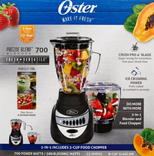 Oster Easy-to-Use 6-Cup Glass Jar Blender, Food Chopper and Ice