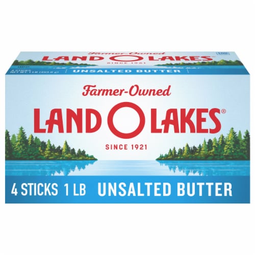 Land O Lakes Unsalted Butter Stick Butter Made with Sweet Cream Perspective: front