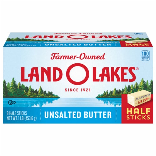 Land O Lakes Unsalted Butter in Half Sticks Perspective: front