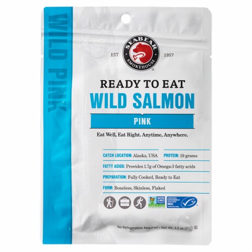 Seabear® Ready to Eat Wild Alaskan Pink Salmon Perspective: front