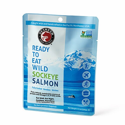 Seabear Ready to Eat Wild Alaskan Sockeye Salmon Perspective: front