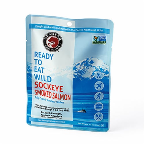 Seabear Ready to Eat Wild Alaskan Smoked Sockeye Salmon Perspective: front