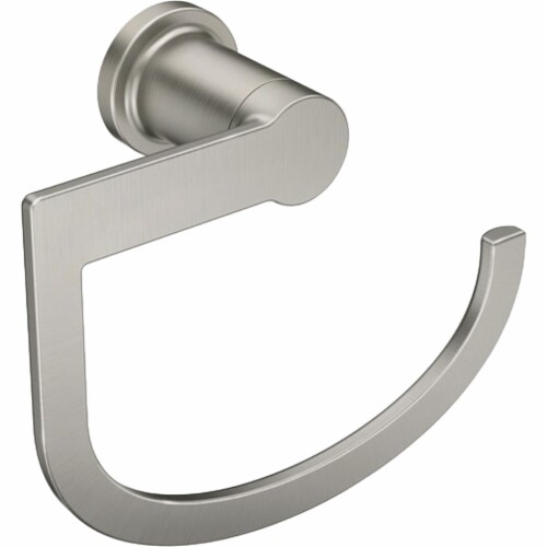 Moen Rinza Brushed Nickel Finished Zinc Towel Ring Y1186BN Perspective: front