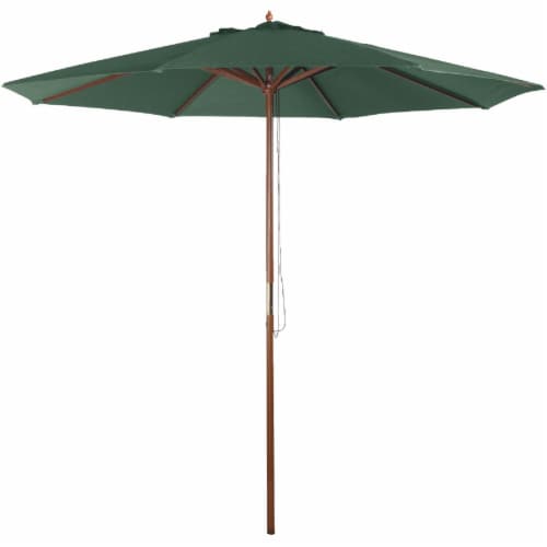Bond Shade Factory 9 Ft. Wooden Double Pulley Green Market Umbrella Y99153 Perspective: front