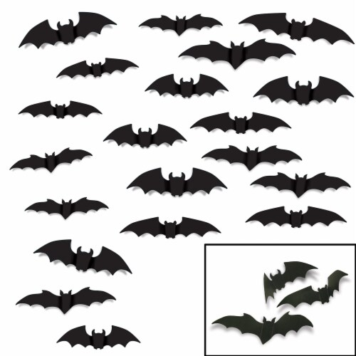 Beistle Halloween Decorative Scary Bat Silhouettes - 12 Pack (20/Pkg) Perspective: front