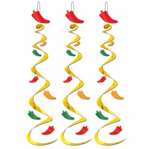 Beistle Co® Cinco de Mayo Chili Pepper Whirls Decorations Perspective: front
