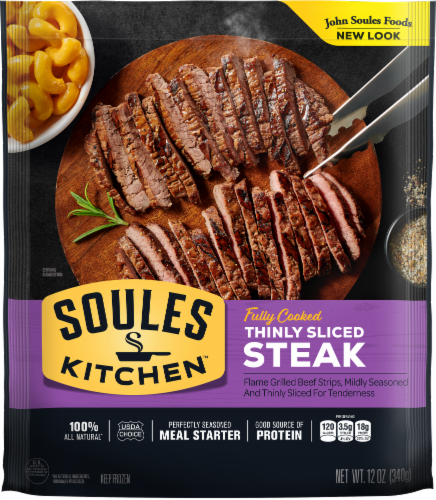John Soules® Fully Cooked Thinly Sliced Angus Beef Steak Perspective: front
