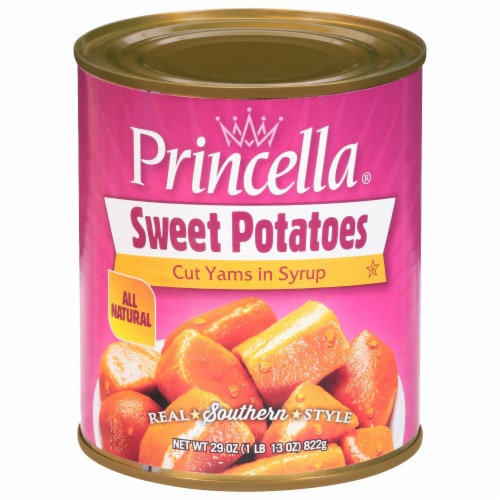 Princella Cut Sweet Potato Yams in Syrup Perspective: front
