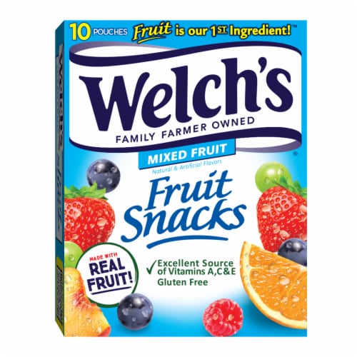 Welch's Mixed Fruit Fruit Snacks 0.8oz Pouches 10ct Box Perspective: front