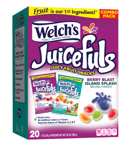 Welch's® Juicefuls® Berry Blast and Island Splash Fruit Snacks Variety Pack Perspective: front