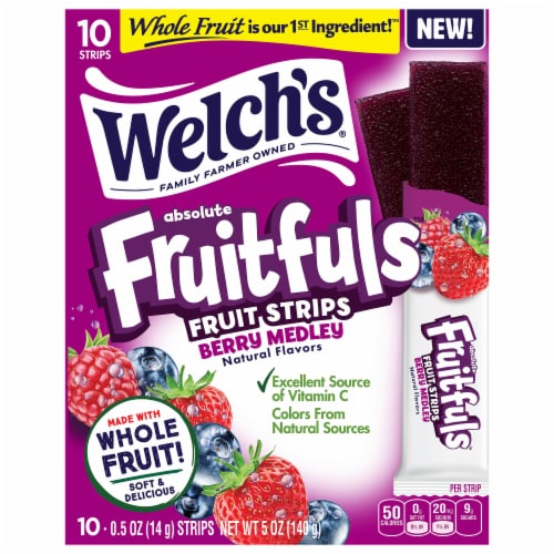 Welch's® Absolute Fruitfuls Berry Medley Fruit Strips Perspective: front