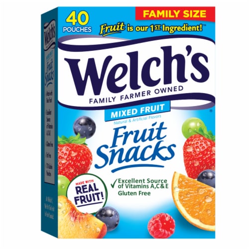 Welch's Mixed Fruit Fruit Snacks 0.8oz Pouches - 40ct Box Perspective: front