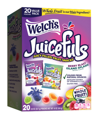 Welch's® Juicefuls® Island Splash and Berry Blast Fruit Snacks Perspective: front