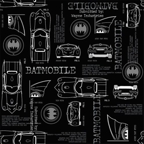 RoomMates RMK11849RL Batmobile Blueprint Peel & Stick Wallpaper, Black &  Grey, 1 - Kroger