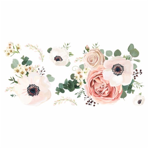 RoomMates Decor Fresh Floral Peel and Stick Giant Wall Decals Perspective: front