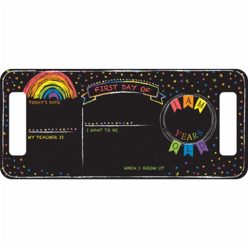 York Day of School Rainbow Chalkboard Perspective: front